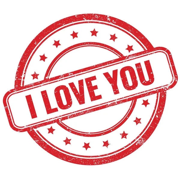 Love You Text Red Vintage Grungy Rubber Stamp — Stock Photo, Image