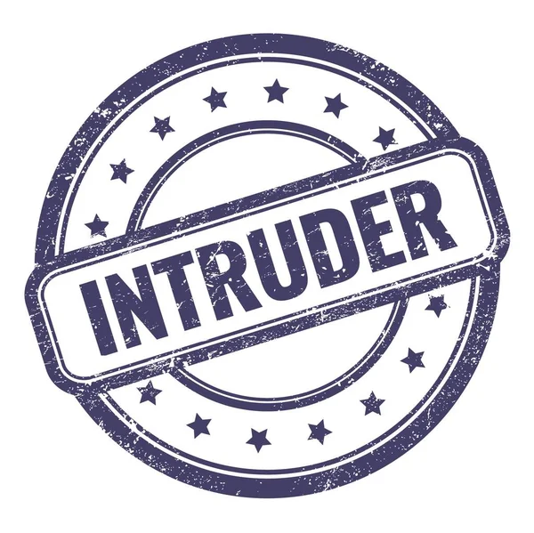 Intruder Text Indigo Blue Grungy Vintage Rubber Stamp — Stock Photo, Image