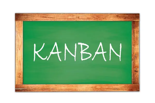 Kanban Texto Escrito Quadro Madeira Verde Quadro Escola Quadro — Fotografia de Stock