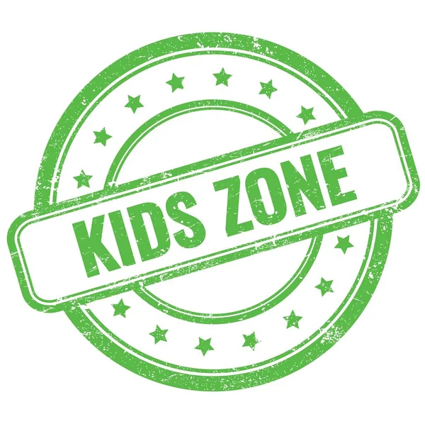 Kids Zone Texto Sobre Verde Vintage Grungy Ronda Sello Goma —  Fotos de Stock