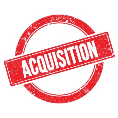 Kırmızı grungy yuvarlak vintage pul üzerinde ACQUISION metin.
