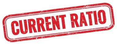 Kırmızı grungy vintage dikdörtgen damgası üzerinde CURRENT RATIO metni.