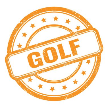 Turuncu grungy vintage lastik damga üzerine GOLF metni.