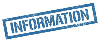 Bilgilendirme Mavi grungy dikdörtgen mühür işareti.