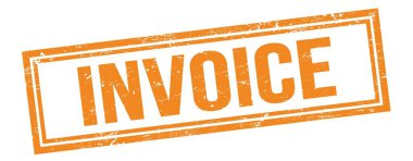 Turuncu grungy vintage dikdörtgen damgalı INVOICE metni.