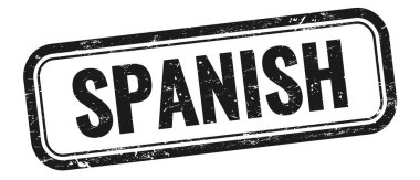 Siyah grungy vintage dikdörtgen damgalı SPANISH metni.