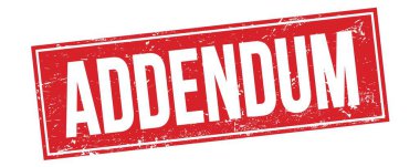 Kırmızı grungy dikdörtgen damga işareti üzerindeki ADDENDUM metni.