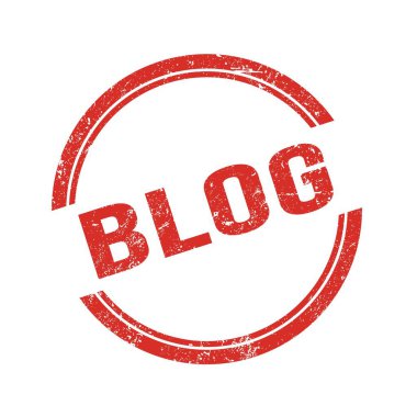 Kırmızı grungy vintage yuvarlak damga üzerine yazılmış BLOG metni.