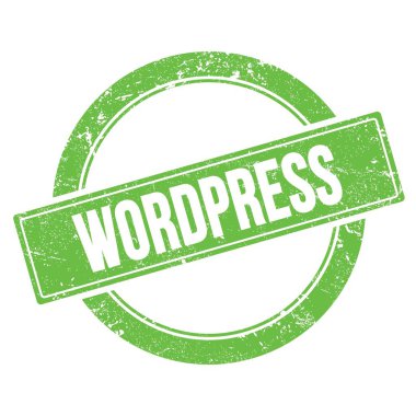 Yeşil grungy yuvarlak vintage pul üzerine WordpresSS metin.