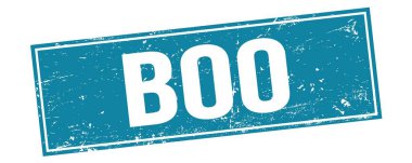 Mavi grungy dikdörtgen damga işareti üzerine BOO metni.