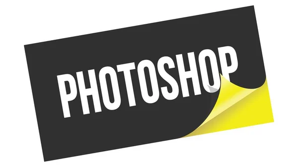 Teks Photoshop Yang Ditulis Pada Stempel Stiker Kuning Hitam — Stok Foto