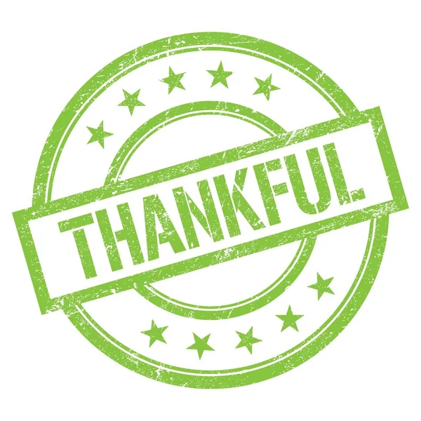 Thankful Text Written Green Vintage Rubber Stamp — 图库照片