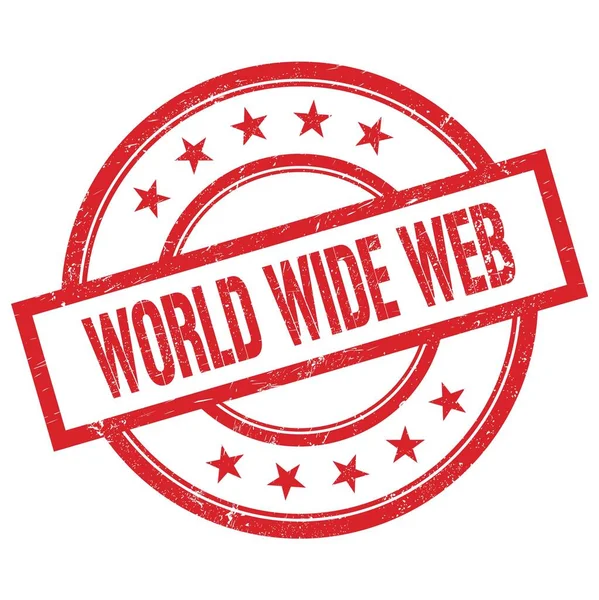 World Wide Web Texto Escrito Rojo Redondo Sello Goma Vintage — Foto de Stock