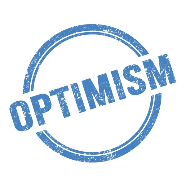 Optimism Szöveg Írva Kék Grungy Vintage Kerek Bélyegző — Stock Fotó