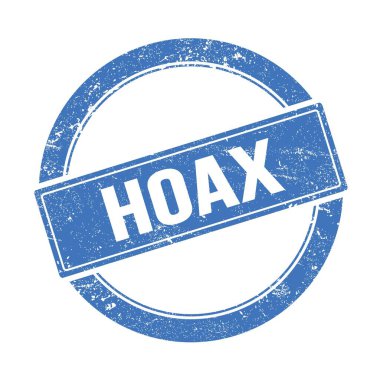 Mavi grungy round vintage pulu üzerinde HOAX metni.