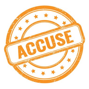 Turuncu grungy vintage yuvarlak kauçuk damgalı ACCUSE metin.