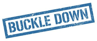 BUCKLE İÇİN Mavi grungy dikdörtgen mühür işareti.
