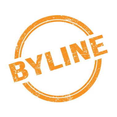 Turuncu grungy vintage damgalı BYLINE metni.