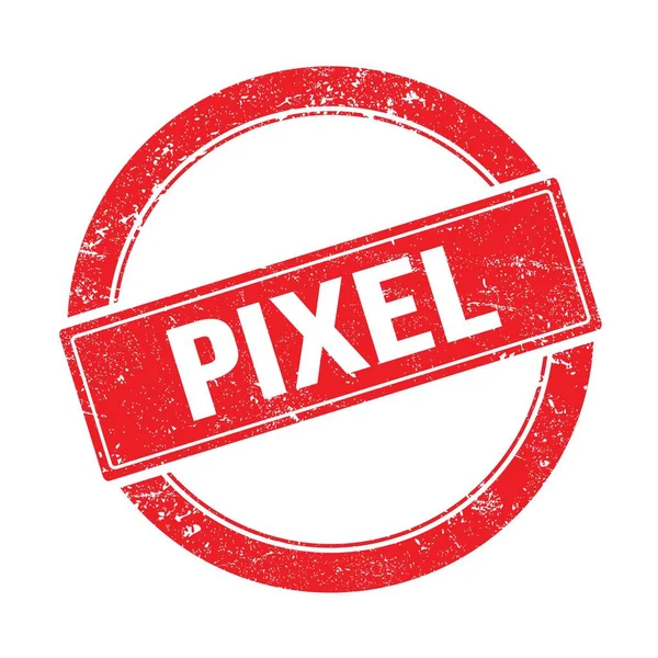 Pixel Text Auf Roter Grungiger Runder Vintage Marke — Stockfoto