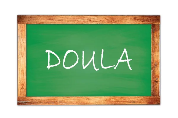 Doula Szöveget Írt Zöld Fából Készült Keret Iskolai Tábla — Stock Fotó