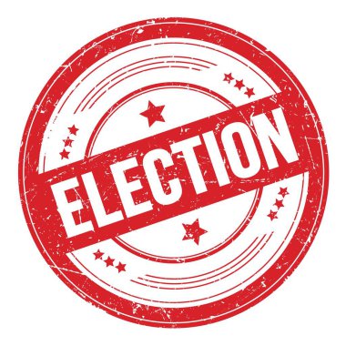 Kırmızı yuvarlak grungy desen damgalı ELEKSYON metin.