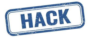 Mavi grungy vintage dikdörtgen damgalı hack metni.