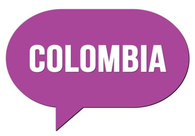 Bir menekşe konuşma kabarcığı damgası ile yazılmış COLOMBIA metni