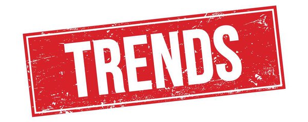 TRENDS text on red grungy rectangle stamp sign.