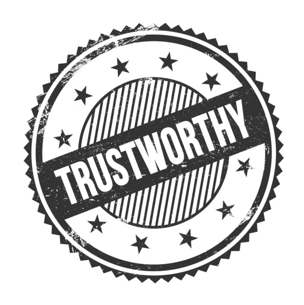 Trustworthy Texto Escrito Negro Grungy Zig Zag Bordes Ronda Sello —  Fotos de Stock