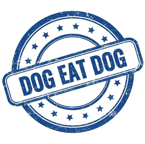 Dog Eat Dog Text Auf Blauem Grungy Rundem Gummistempel — Stockfoto