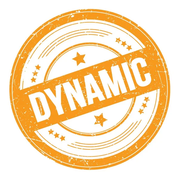 Turuncu yuvarlak grungy doku damgası üzerine DYNAMIC metin.