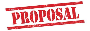 Kırmızı grungy vintage kauçuk damga üzerine proPOSAL metin.