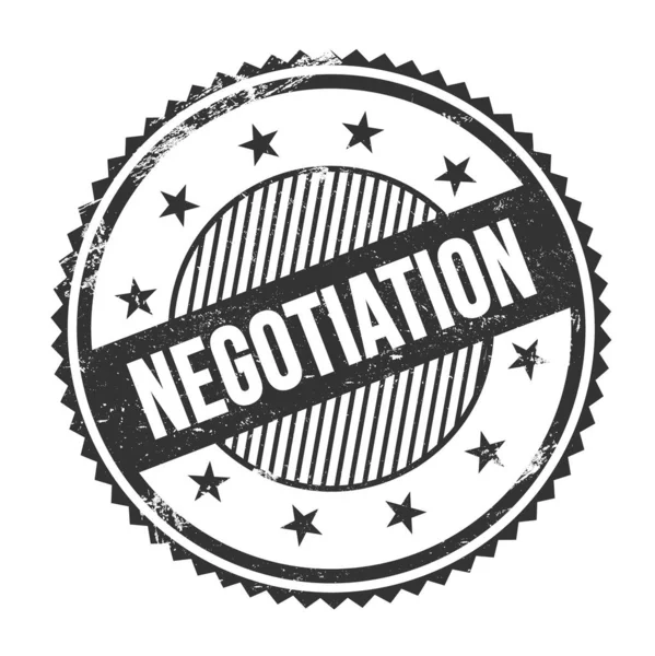 Negotiation Szöveget Írt Fekete Grungy Cikcakkos Cikcakkos Határok Kerek Bélyeg — Stock Fotó