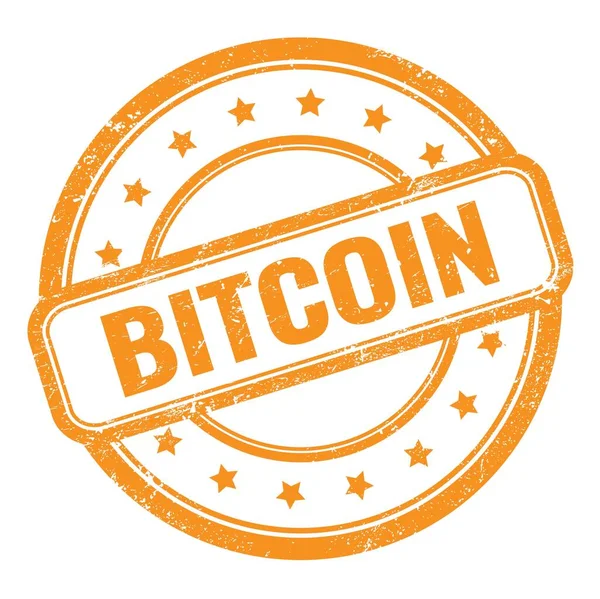 Bitcoin Text Auf Orangefarbenem Grungy Vintage Rubber Stamp — Stockfoto