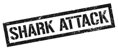 Shark Siyah Pis Dikdörtgen Pul İşaretine Saldırıyor.