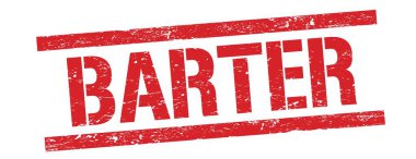 Kırmızı grungy dikdörtgen damga işareti üzerinde BARTER metin.
