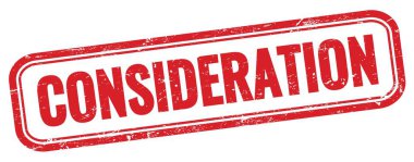 Kırmızı grungy vintage dikdörtgen damgalı CONSIDERATION metin.