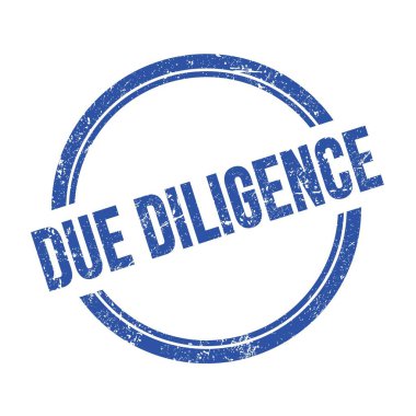 Mavi grungy vintage yuvarlak pul üzerine yazılmış BEE DILIGENCE metni.