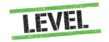 Siyah yeşil grungy satır işareti üzerinde LEVEL metin.