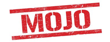 Kırmızı grungy dikdörtgen damga işareti üzerinde MOJO metni.