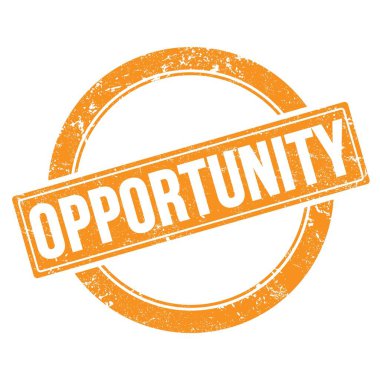 Turuncu grungy yuvarlak vintage damgalı OPPORTUNITY metin.