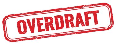 Kırmızı grungy dikdörtgen damgalı OVERDRAFT metin.