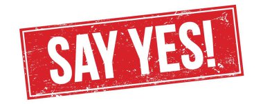 Evet de! Kırmızı grungy dikdörtgen pul işareti üzerinde metin.