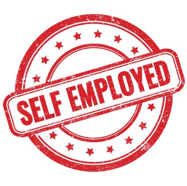 SELF Kauçuk damgalı kırmızı antika grungy üzerine EMPLOYED metin.
