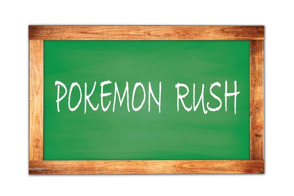 Pokemon Rushテキスト緑の木枠スクール黒板に書く — ストック写真