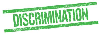 Yeşil grungy dikdörtgen damga işareti üzerinde DISCRIMINATION metin.
