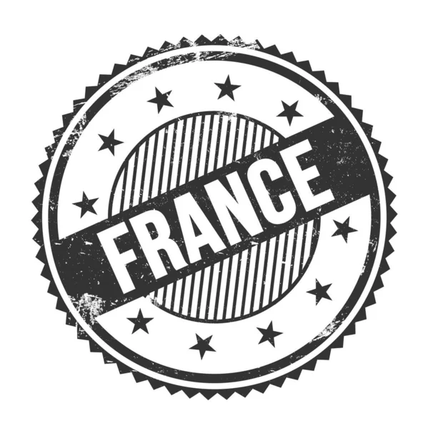 Frankreich Text Auf Schwarzem Grungy Zick Zack Rand Runde Marke — Stockfoto