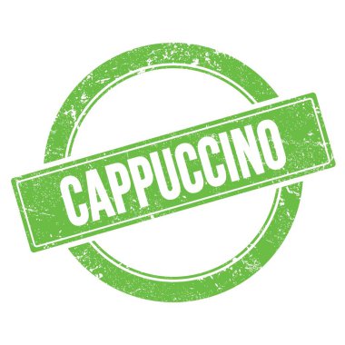 Yeşil grungy yuvarlak vintage pul üzerinde CAPPUCCINO metin.
