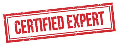 Kırmızı grungy vintage dikdörtgen pulu üzerine CERTIFED Uzman metin.