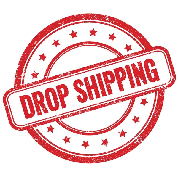 Drop Shipping Text Auf Rotem Grungy Rundem Gummistempel — Stockfoto